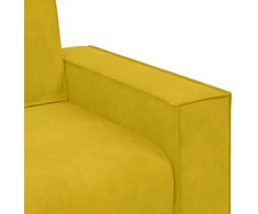 Trivietė sofa, geltona, 220x78x84 cm, aksomas
