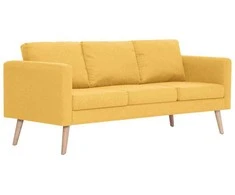 Trivietė sofa, geltona, audinys