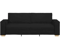 Trivietė sofa, juoda, 220x78x84 cm, audinys