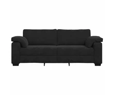 Trivietė sofa, juoda, 220x77x82 cm, aksomas