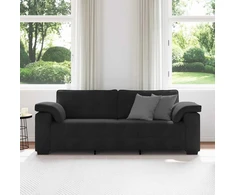 Trivietė sofa, juoda, 220x77x82 cm, aksomas