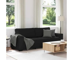 Trivietė sofa, juoda, 220x77x82 cm, audinys