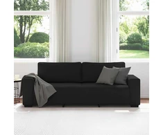 Trivietė sofa, juoda, 220x77x82 cm, audinys