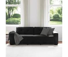 Trivietė sofa, juoda, 220x78x80 cm, aksominė