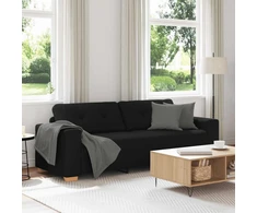 Trivietė sofa, juoda, 220x78x80 cm, audinys