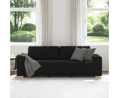 Trivietė sofa, juoda, 220x78x80 cm, audinys
