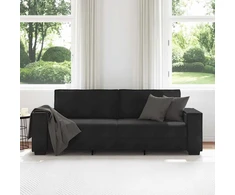 Trivietė sofa, juoda, 220x78x84 cm, aksominė