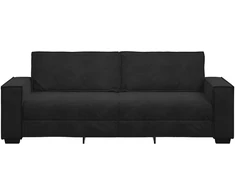 Trivietė sofa, juoda, 220x78x84 cm, aksominė