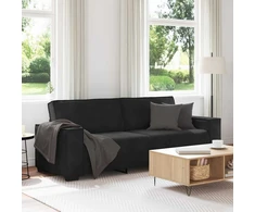 Trivietė sofa, juoda, 220x78x84 cm, aksominė