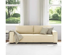Trivietė sofa, kreminės spalvos, 220x77x82 cm, audinys