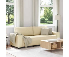 Trivietė sofa, kreminės spalvos, 220x77x82 cm, audinys