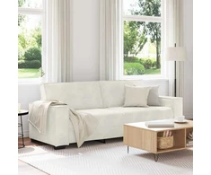 Trivietė sofa, kreminės spalvos, 220x78x84 cm, aksomas