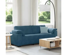Trivietė sofa, mėlyna, 220x77x82 cm, aksomas