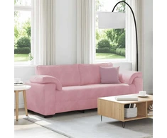 Trivietė sofa, rožinė, 220x77x82 cm, aksomas
