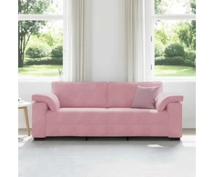 Trivietė sofa, rožinė, 220x77x82 cm, aksomas