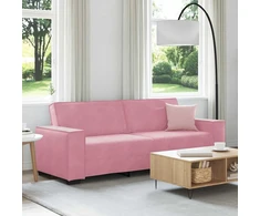 Trivietė sofa, rožinė, 220x78x84 cm, aksomas