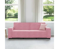 Trivietė sofa, rožinė, 220x78x84 cm, aksomas