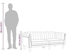 Trivietė sofa, rožinės spalvos, aksomas