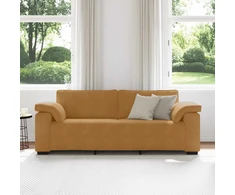 Trivietė sofa, ruda, 220x77x82 cm, aksominė