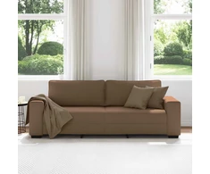 Trivietė sofa, ruda, 220x77x82 cm, audinys