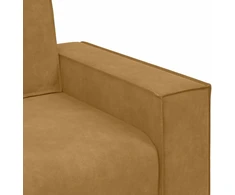 Trivietė sofa, ruda, 220x78x84 cm, aksominė