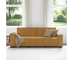 Trivietė sofa, ruda, 220x78x84 cm, aksominė