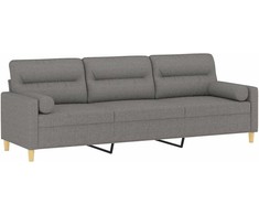 Trivietė sofa su pagalvėmis, tamsiai pilka, 210cm, audinys