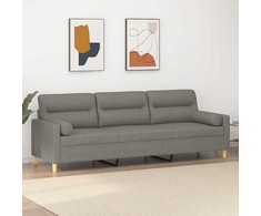 Trivietė sofa su pagalvėmis, tamsiai pilka, 210cm, audinys