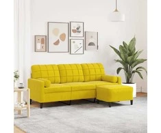 Trivietė sofa su pakoja, geltonos spalvos, 180cm, aksomas