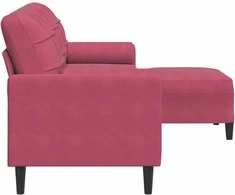 Trivietė sofa su pakoja, raudonojo vyno spalvos, 210cm, aksomas