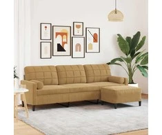 Trivietė sofa su pakoja, rudos spalvos, 210cm, aksomas