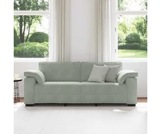 Trivietė sofa, šviesiai pilka, 220x77x82 cm, aksomas