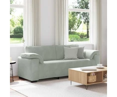 Trivietė sofa, šviesiai pilka, 220x77x82 cm, aksomas