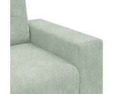 Trivietė sofa, šviesiai pilka, 220x78x80 cm, aksomas