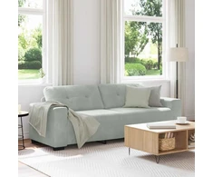 Trivietė sofa, šviesiai pilka, 220x78x80 cm, aksomas