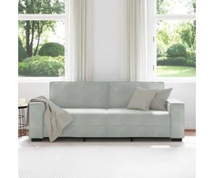 Trivietė sofa, šviesiai pilka, 220x78x84 cm, aksomas