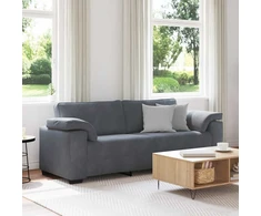 Trivietė sofa, tamsiai pilka, 220x77x82 cm, aksomas