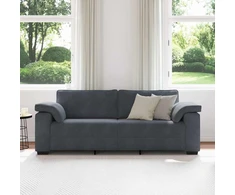 Trivietė sofa, tamsiai pilka, 220x77x82 cm, aksomas