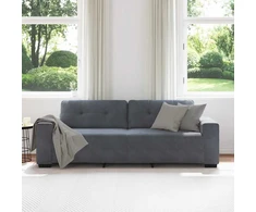 Trivietė sofa, tamsiai pilka, 220x78x80 cm, aksomas
