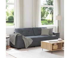 Trivietė sofa, tamsiai pilka, 220x78x80 cm, aksomas