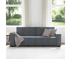 Trivietė sofa, tamsiai pilka, 220x78x84 cm, aksomas