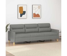 Trivietė sofa, tamsiai pilkos spalvos, 210cm, audinys