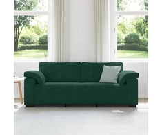 Trivietė sofa, tamsiai žalia, 220x77x82 cm, aksomas