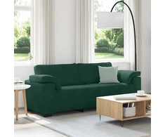Trivietė sofa, tamsiai žalia, 220x77x82 cm, aksomas
