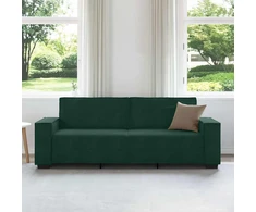 Trivietė sofa, tamsiai žalia, 220x78x84 cm, aksomas