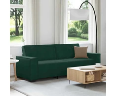 Trivietė sofa, tamsiai žalia, 220x78x84 cm, aksomas