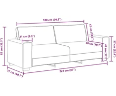 Trivietė sofa, vyno raudonumo, 220x77x82 cm, audinys