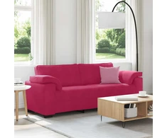 Trivietė sofa, vyno raudonumo, 220x77x82 cm, aksominė