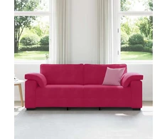 Trivietė sofa, vyno raudonumo, 220x77x82 cm, aksominė
