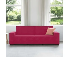Trivietė sofa, vyno raudonumo, 220x78x84 cm, aksominė